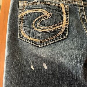 Silver Jeans Women's Boot Cut - Dark Blue with Tan Stitching